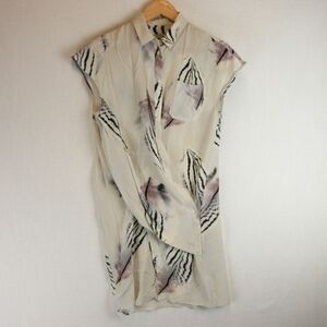 All Saints Astra Piuma Asymmetrical Dress - Cream and Black